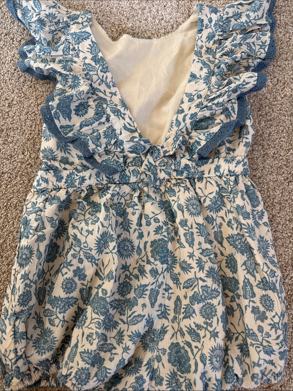 Target Cream and Blue Floral Ruffle One-Piece - Picture 2 of 2